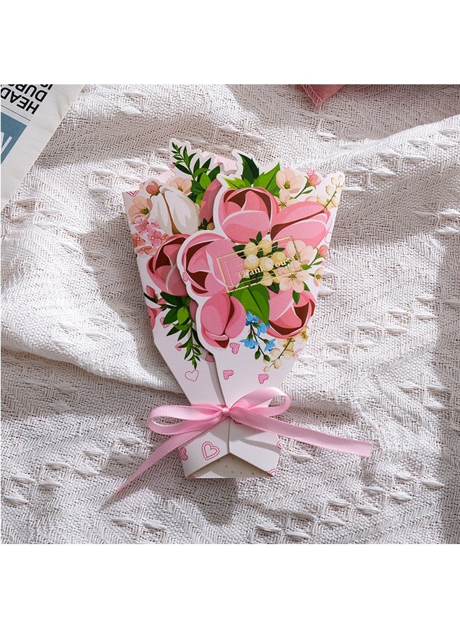 4 قطع بطاقات تهنئة بطاقة تهنئة ثلاثية الأبعاد على شكل باقة زهور للهدايا الخلفية، أعياد الميلاد، هدايا عيد الأم، حفلات الزفاف، الأعياد، بطاقات هدايا متينة وصلبة من الورق المقوى - Image 4